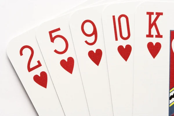 Poker - hearts flush — Stock Photo, Image