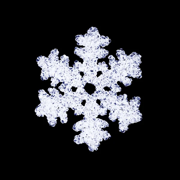 Glass snowflake on black — Stock Photo, Image