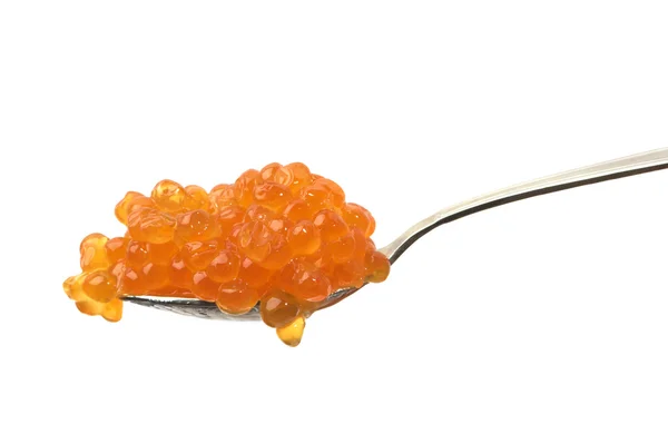 Red caviar on a spoon — Stock Photo, Image