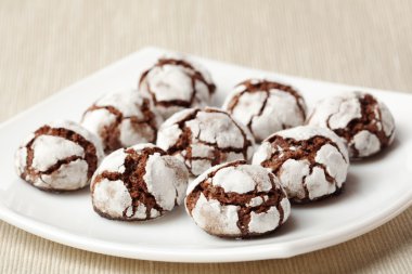 Chocolate crinkles on a plate clipart