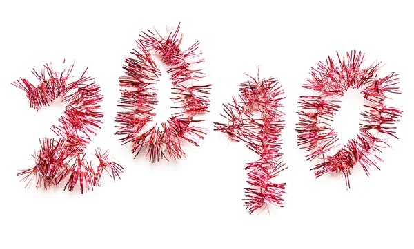 Red tinsel 2010 — Stock Photo, Image