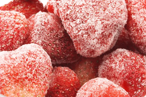 냉동된 딸기 근접 촬영 — 스톡 사진