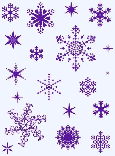 Conjunto de diferentes copos de nieve — Vector de stock