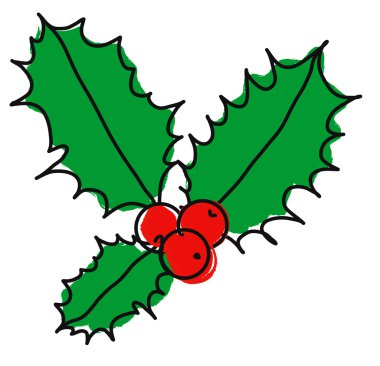 Holly with red beries, art-style clipart