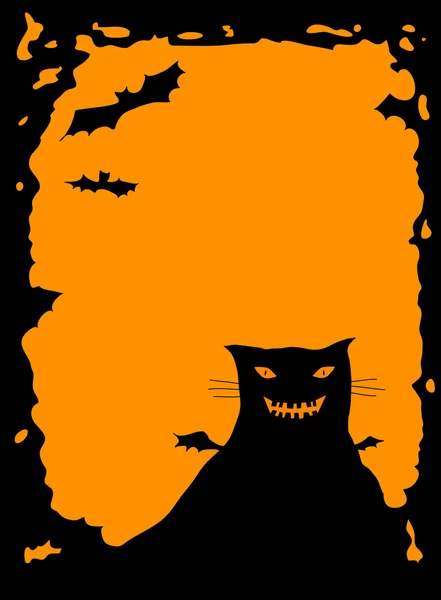 Halloween-Grenze mit Katze — Stockfoto