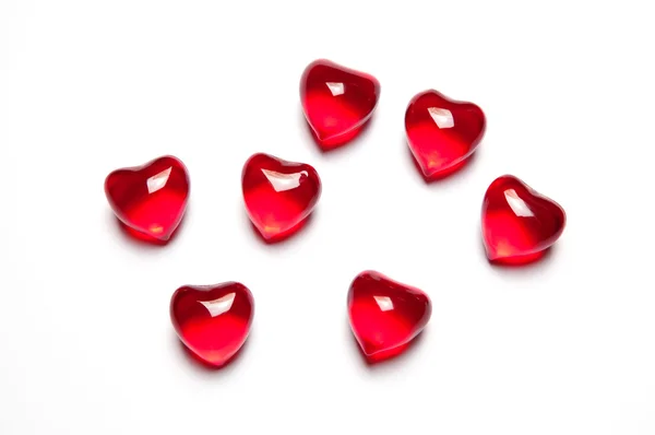 Scattered glass hearts — Stock Photo, Image