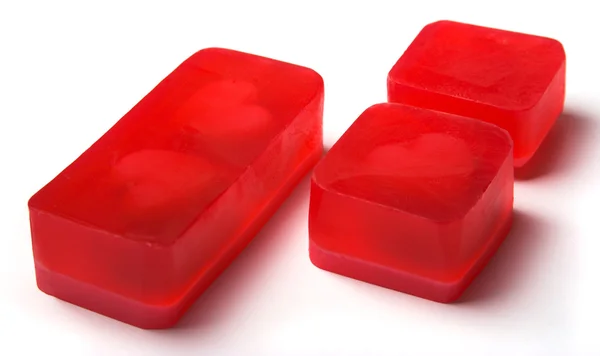 Röd hemmagjord tvål barer — Stockfoto