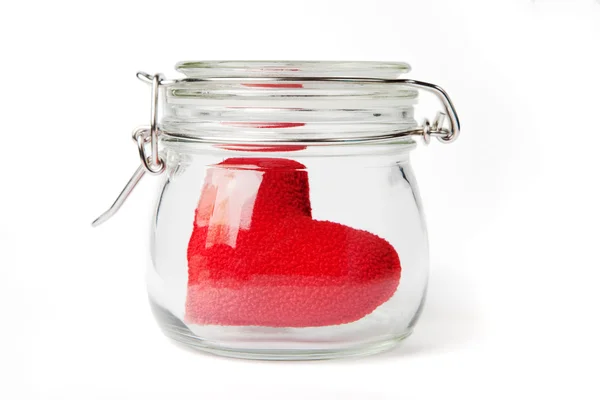 Red heart in a jar — Stock Photo, Image
