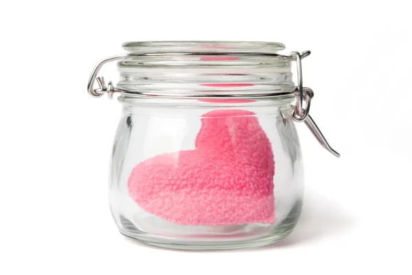 Pink heart in a jar — Stock Photo, Image