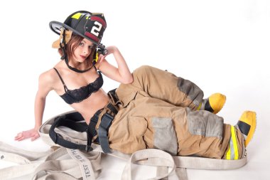 Sexy Female Firefighter clipart