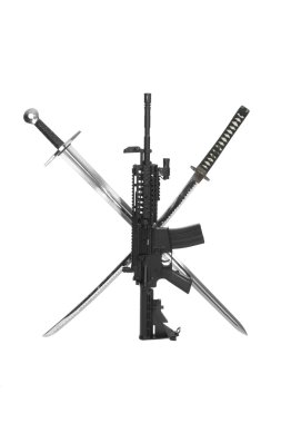 Modified M4 Carbine with Sword clipart