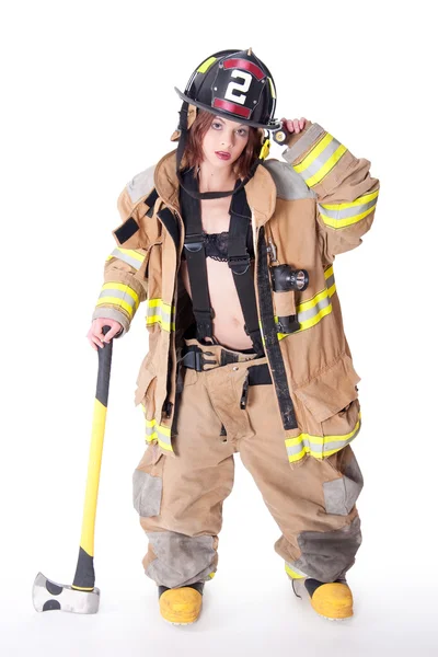 Sexy kobieta strażak — Zdjęcie stockowe