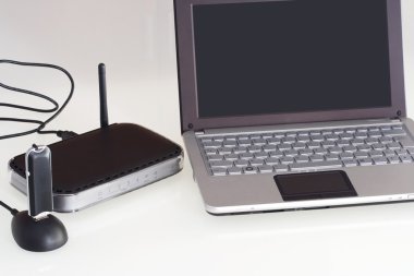 Netbook with router modem 3G clipart
