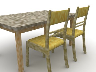 bir masa ve sandalyeler