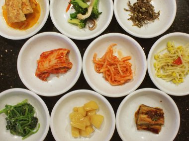 Appetizers in a Korean cuisine clipart