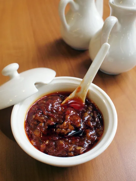 Chinese stijl chili saus Stockafbeelding