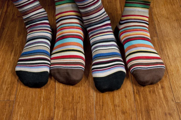 Seine und ihre gestreiften Socken — Stockfoto