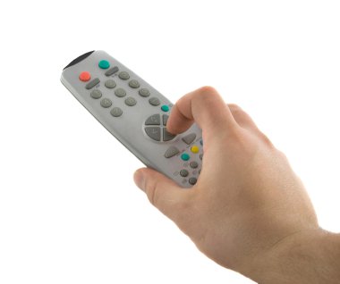 Hand holding remote control clipart