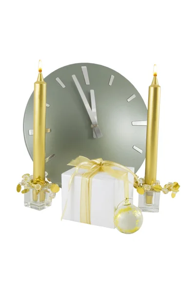 Noel dekorasyonu ile saat — Stok fotoğraf