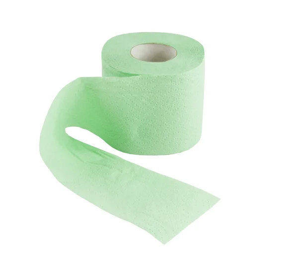 Zelená rolka toaletního papíru — Stock fotografie