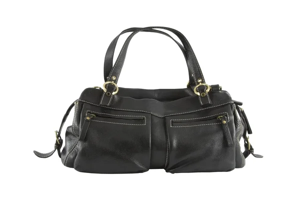 stock image Black leather woman bag