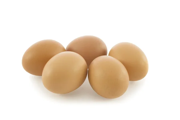 Five eggs isolated over white — Stock Photo, Image