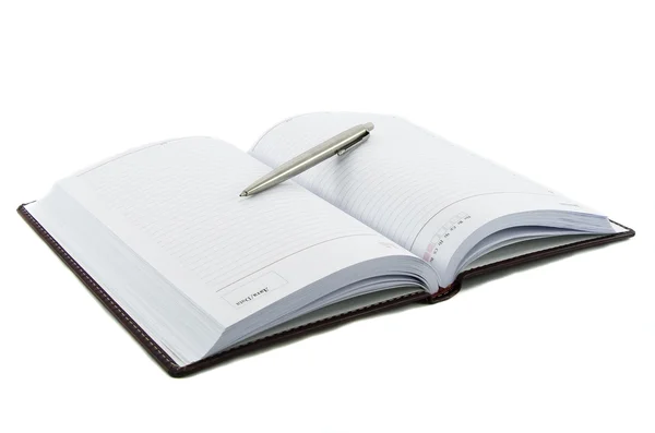 Noutbook і ручка на ньому — стокове фото