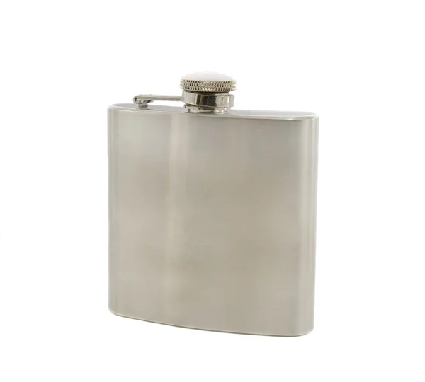 银 flask 的白兰地 — 图库照片