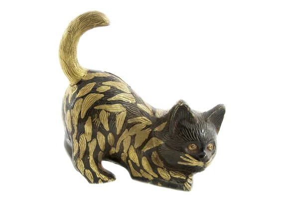 Bronzen beeldje van plezier ik van de kat — Stockfoto