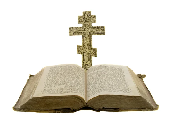 Bibbia aperta vintage molto antica — Foto Stock