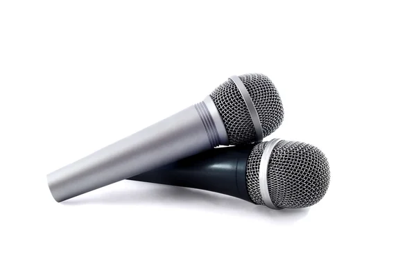 Dwa mikrofony srebrny — Zdjęcie stockowe