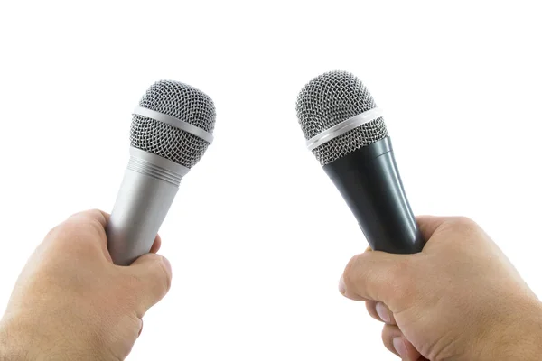 Рука с беспроводным микрофоном — стоковое фото