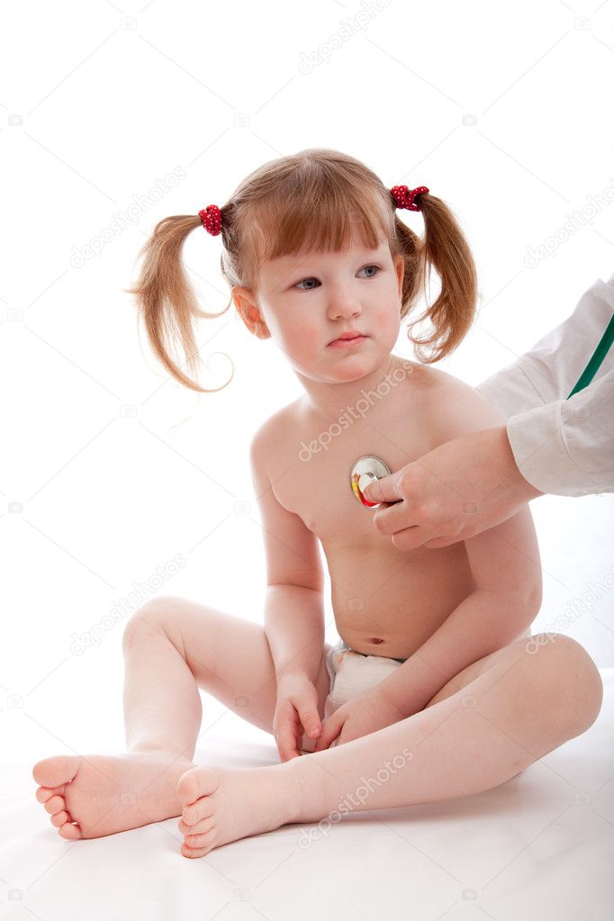 Little caucasian girl in a hospital
