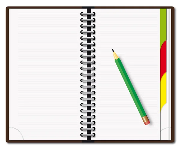 Dagboek met het potlood — Stockvector