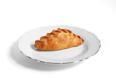 Pasty on white dish clipart