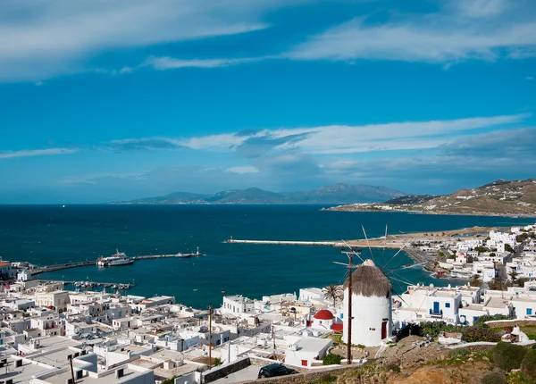 Vista superior do porto da Ilha de Mykonos — Fotografia de Stock