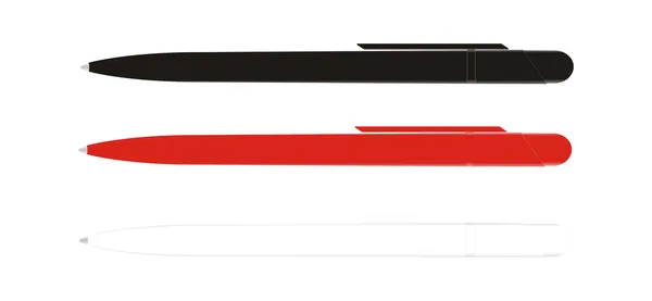 Kugelschreiber schwarz, rot, weiß. Seitengesicht. — Stockvektor