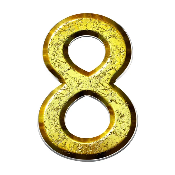 3D golden digit in alloy with silver — Stock Photo, Image