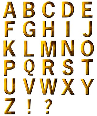 Set 3D golden letter isolated clipart