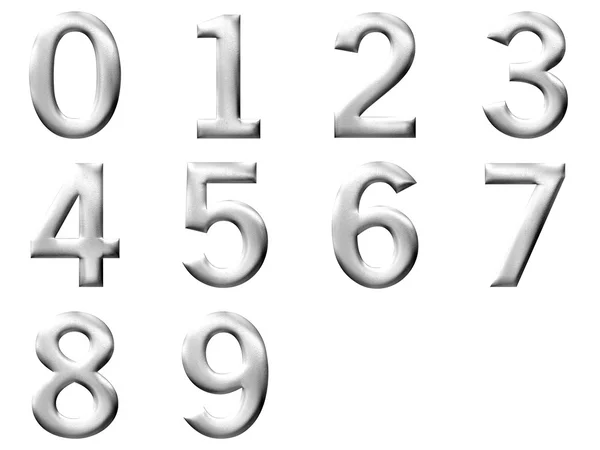 Set 3d silberne Ziffer isoliert — Stockfoto