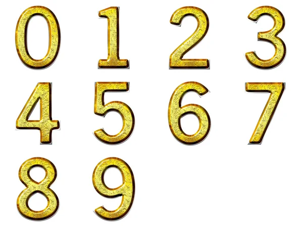 Ställ 3d gyllene siffra i legering med silver Stockbild