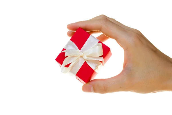 stock image Lady hand holds a gift box