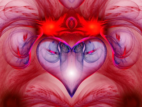 Kalp ile parlak fractal — Stok fotoğraf