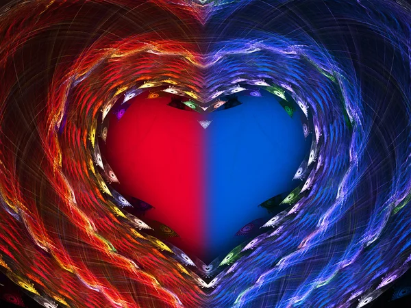 แสงสว่าง fractal ด้วยหัวใจ — ภาพถ่ายสต็อก