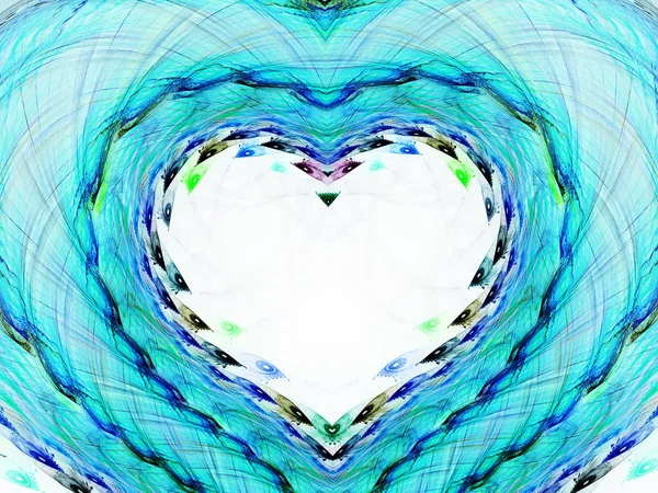 Bright cyan fractal with heart — Stock Photo, Image