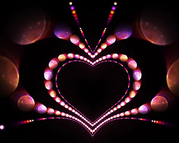 แสงสว่าง fractal ด้วยหัวใจ — ภาพถ่ายสต็อก