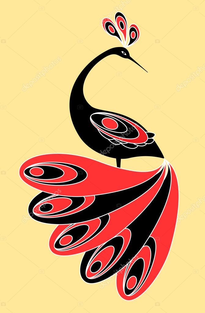 Decorative magic bird. Vector illustration.