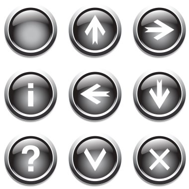 Black buttons with signs. clipart