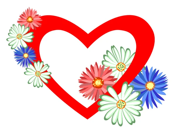 Srdce s květinami. — Stockový vektor