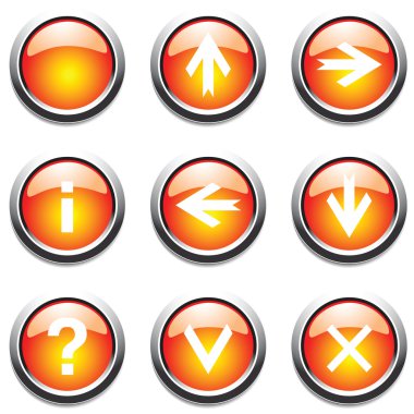 Orange buttons with signs. clipart